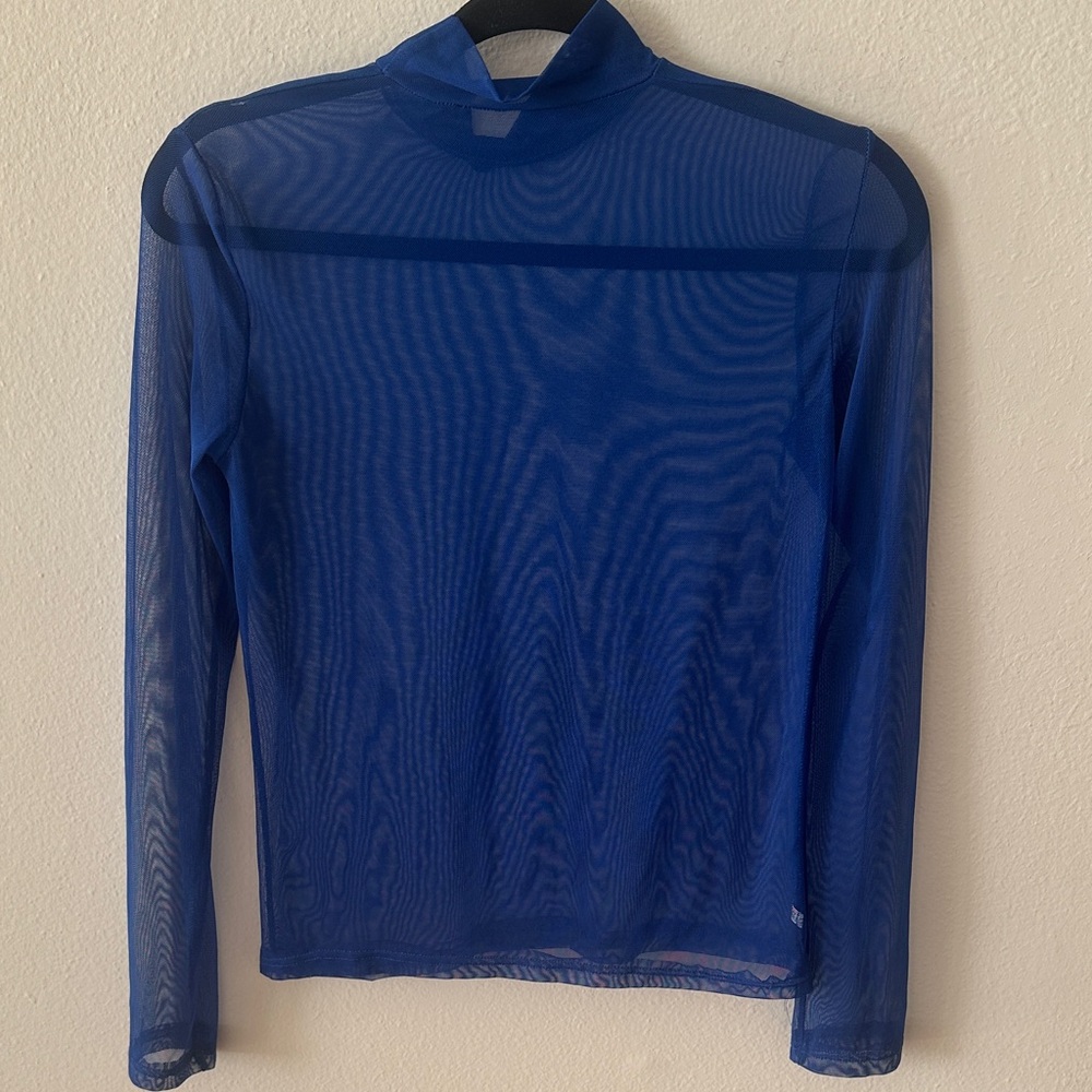 Blue Sheer Long Sleeve Top